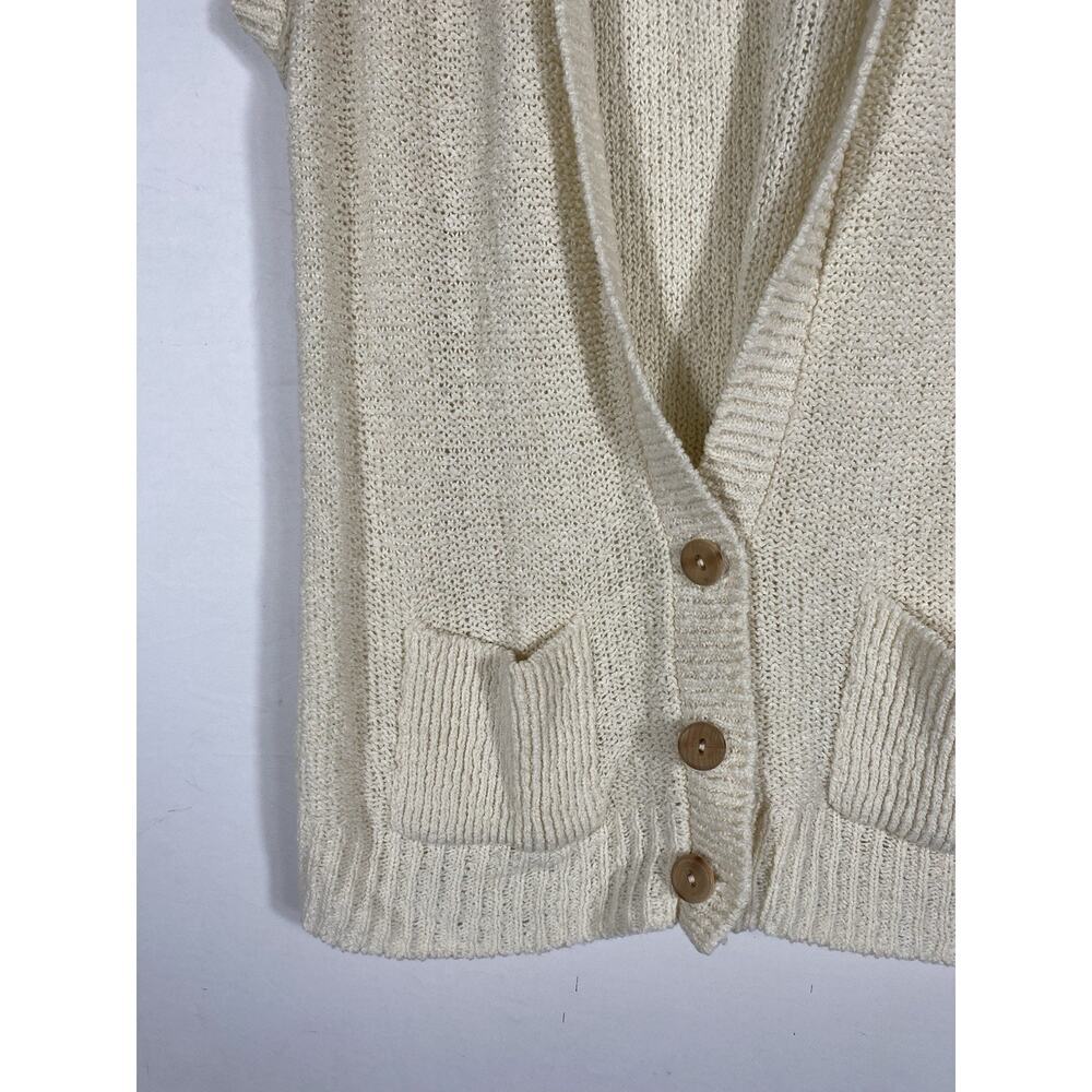 Its Pure Gould Sweater Vest Size Medium Ivory White Button Old Money Coastal VTG - Picture 7 of 12